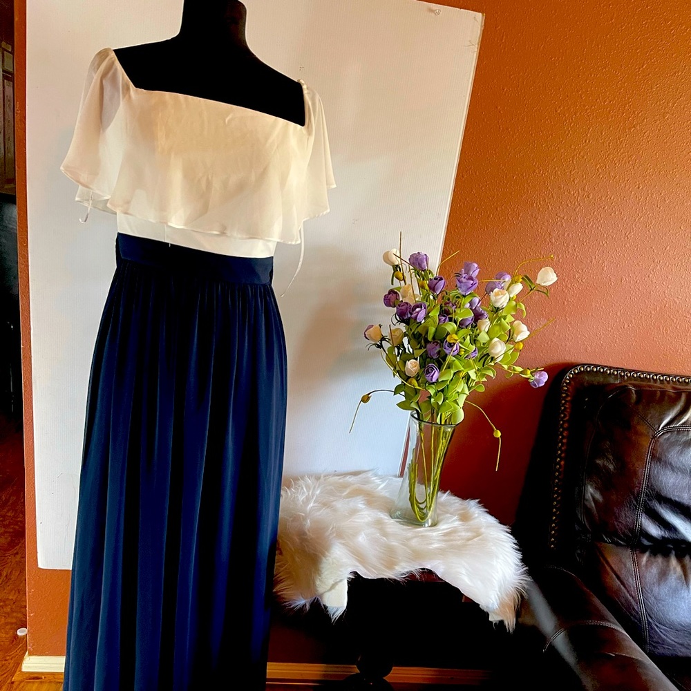 Long dress (white and dark blue)